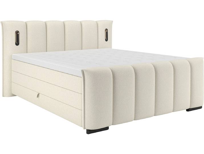Boxspringbett ELYSIA beige 200x200cm halbfest