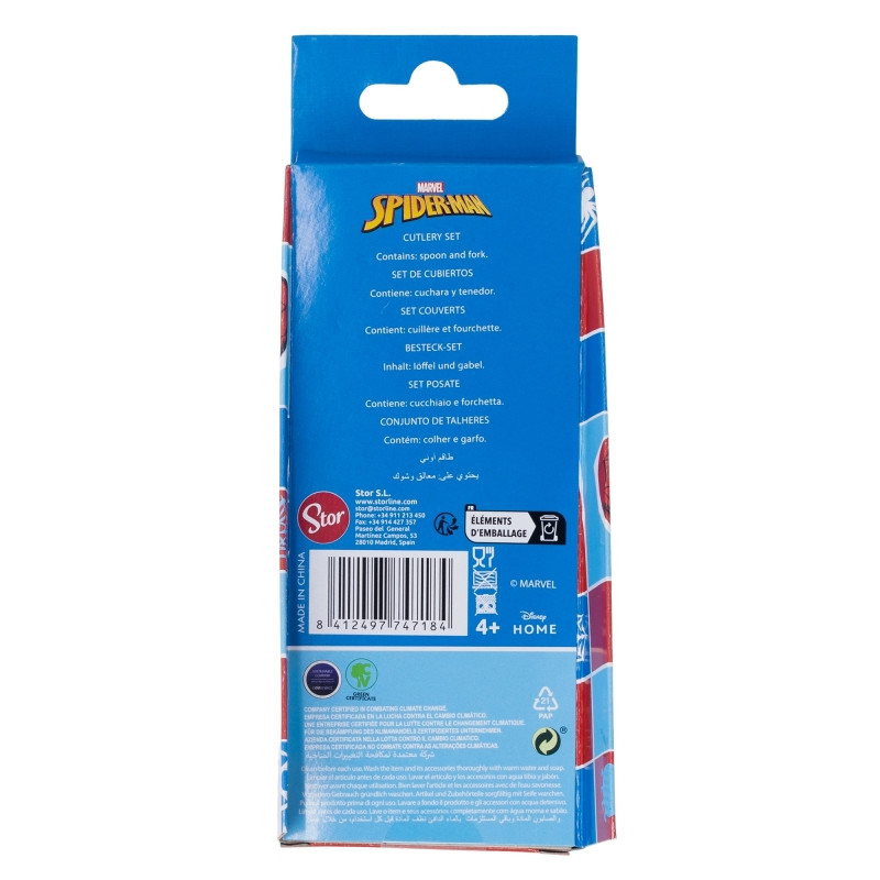 Stor 74718 Set kinderbestek in blauw, rood en wit van roestvrij staal