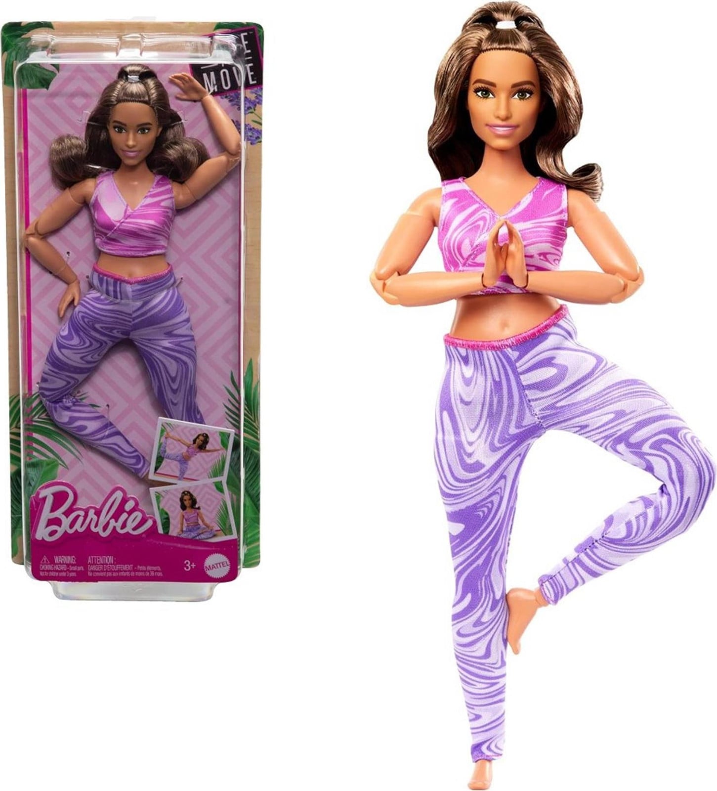 Barbie Made To Move jogbroek met bruinharig model van Mattel