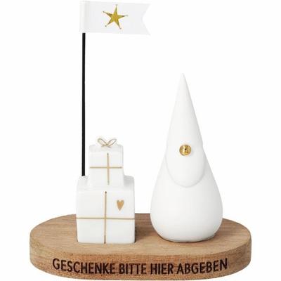 Weihnachtsgruß Geschenke bitte hier abgeben 7x4,5x8cm