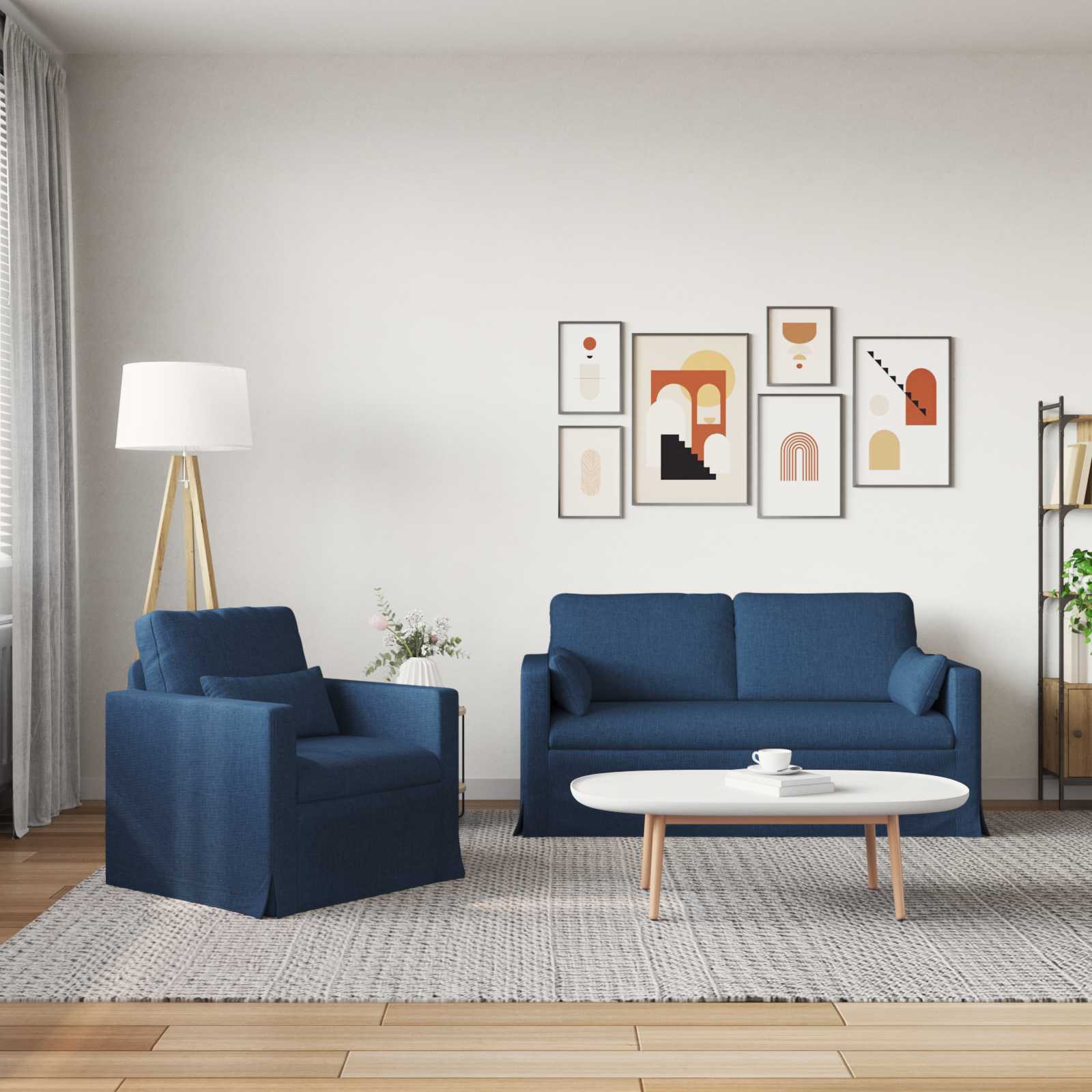 vidaXL Ensemble de Canapés 2 pc Bleu tissu