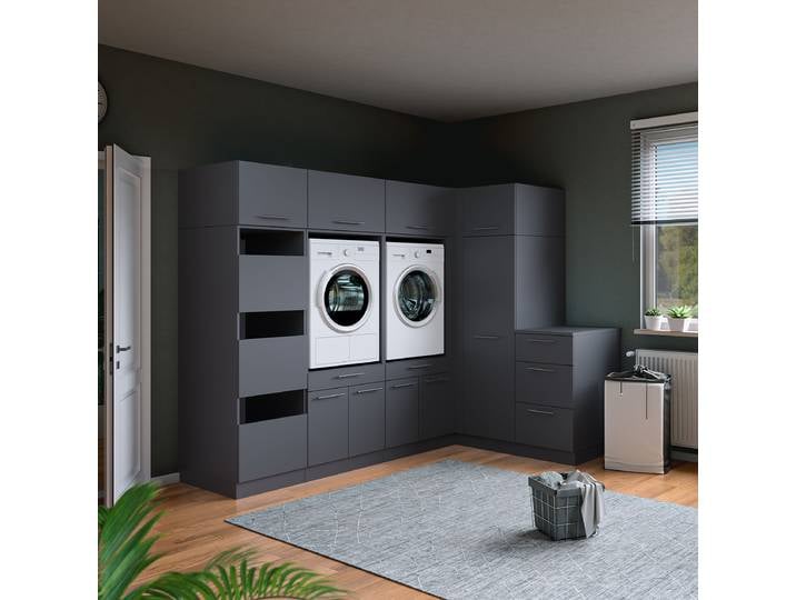 Eck-Hauswirtschaftsraum Set D 286 x 200cm Grau/Anthrazit