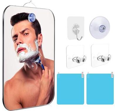 Fusion Finds Fogless Shower Mirror Acrylic Anti Fog Mirror For Shaving, Makeup & Travel Bathroom Use set01