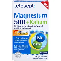 Tetesept Magnesium 500+kalium 30 ST