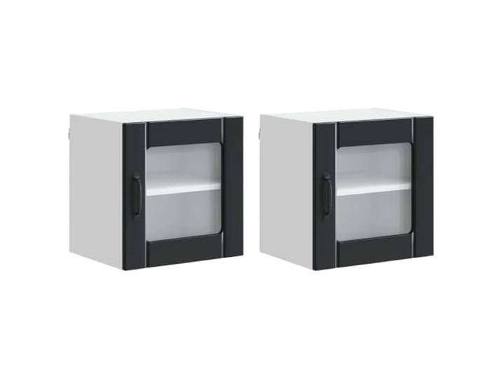 IBUQDDV Wandglas-Schrank Lucca 2 STK. Schwarz Holzwerkstoff Geschirrspüler-Paneel, Holzwerkstoff, Innenbereich, rechteckige Form, moderne Ästhetik, Küchen