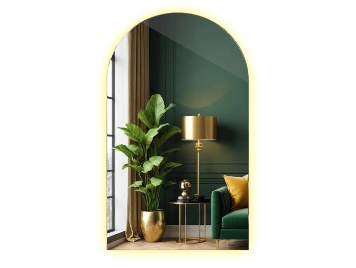 Tulup LED Spiegel 40 x 70 cm Unregelmäßige Form Warmweiß 3000K, Gelb, Glas, Organisch, 40x70x0.4 cm, Spiegel, Wandspiegel