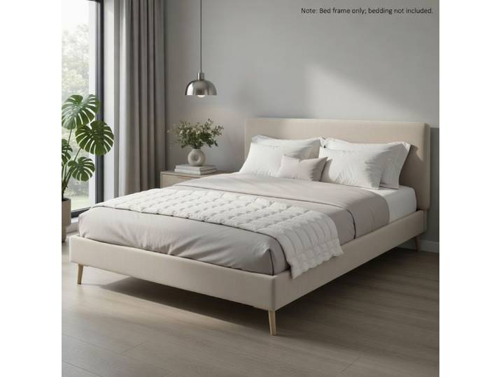 CollaHausse Cadre de Lit Minimaliste 140x200cm Velours Sans Tête Beige