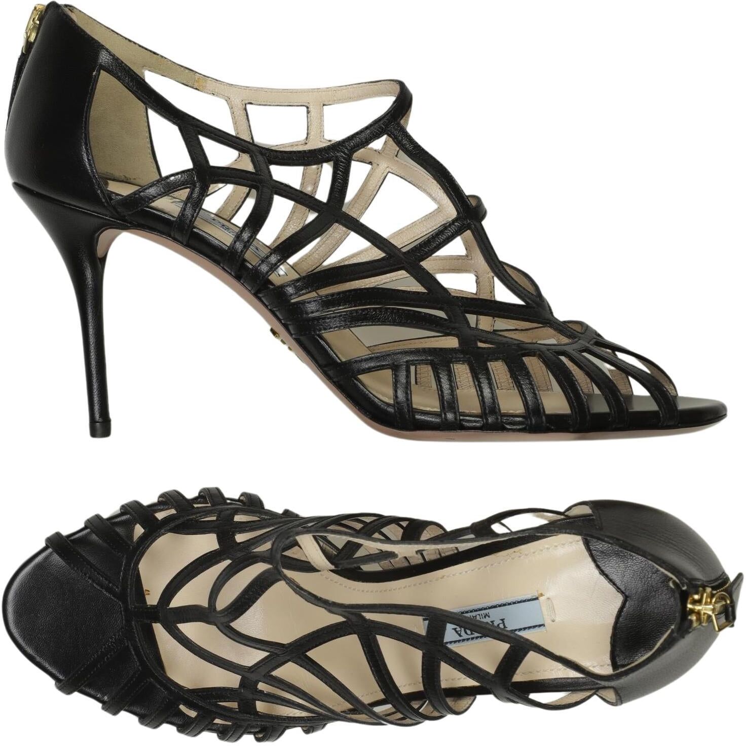 Prada Damen Sandalen, Schwarz, Gr. EU 39.5, Leder - Second Hand
