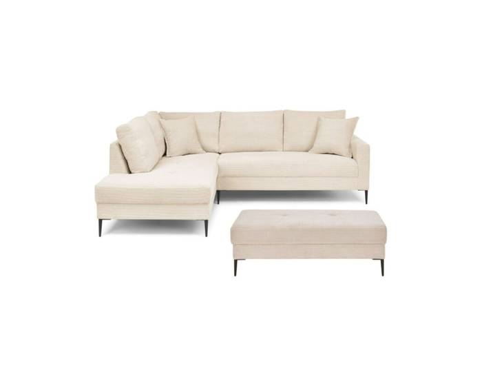 Trendstore Hilary Ecksofa mit Umbauecke in Cord – inkl. Hocker
