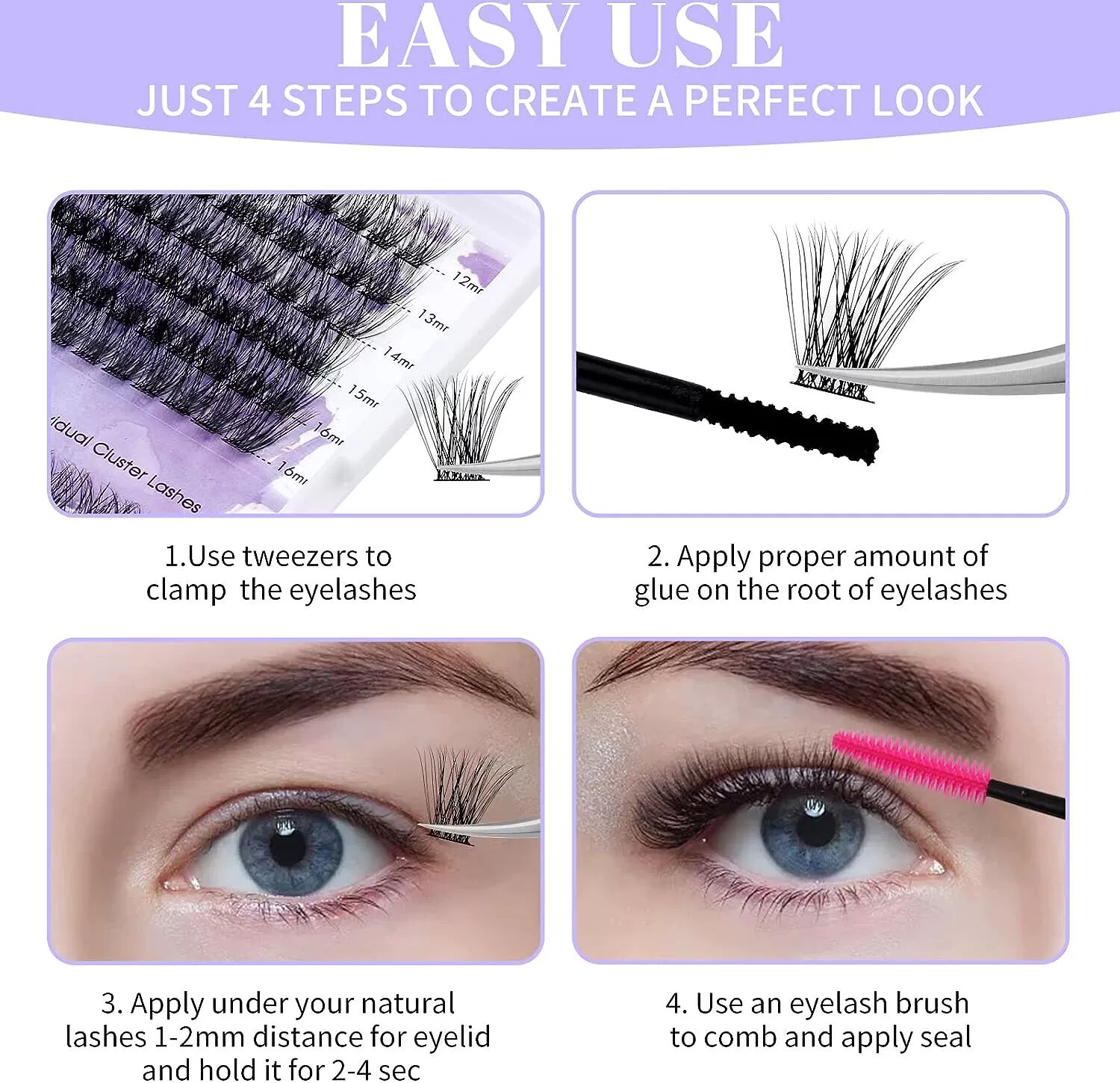 INF Faux cils individuels de différentes longueurs et styles Modèle 4