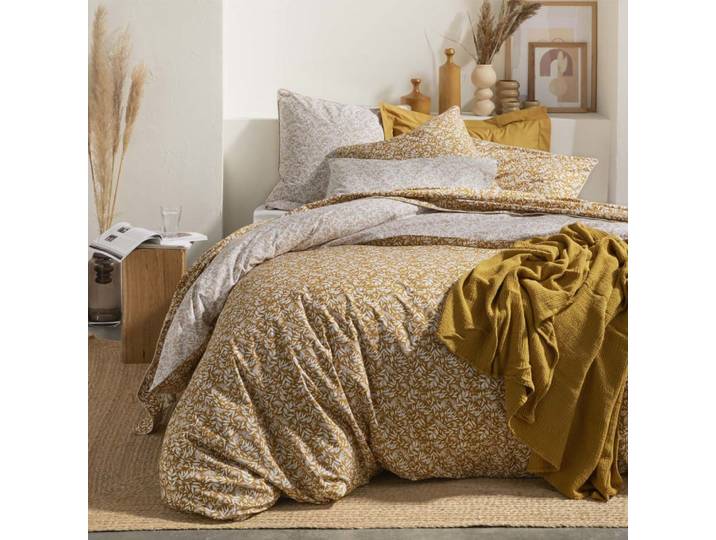 Parure de lit Housse de couette 140x200 + taie rectangle jaune
