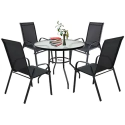 Tanger 4+1 Gartenmöbel-Set schwarz