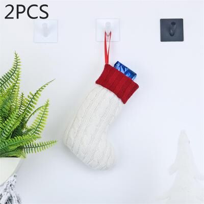 Inspired Deals 2 PCS Christmas Stocking Gift Bags Wool Knit Christmas Tree Decorations For Gifts And Holiday Decor white