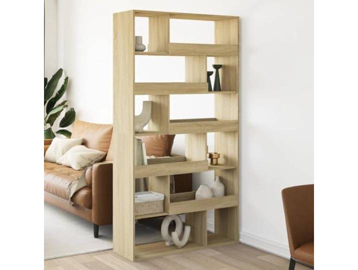 Raumteiler Sonoma-Eiche 100x33x187,5 cm Holzwerkstoff mit 12 Fächern 12 geräumige Fächer, feuchtigkeitsbeständiger Holzwerkstoff, vielseitig als Raumtrenner oder Regal nutzbar, pflegeleichte