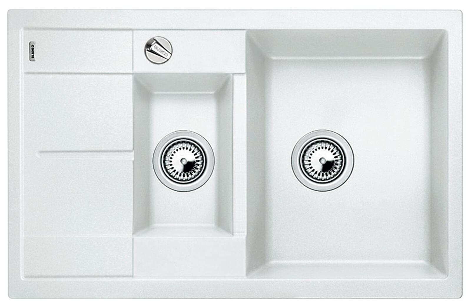 BLANCO METRA 6 S Compact, Aufsatzwanne, Rechteckig, Weiß, 2 Becken, Rechteckig, 345 x 430 mm
