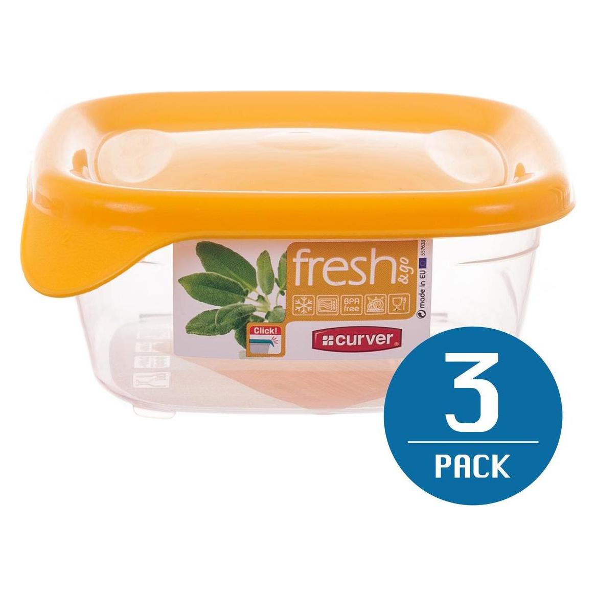 Curver - Pojemnik na żywność Fresh&Go - kwadrat - żółty - 0,25 L (0.25 l) (42872074)