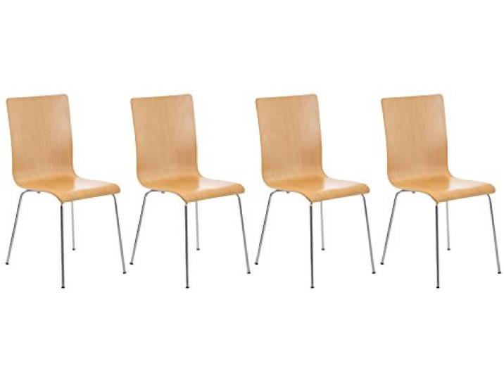 CLP 4er-Set Wartezimmerstuhl Pepe mit ergonomisch geformten Holzsitz und Metallgestell I 4X Konferenzstuhl erhältlich, Farbe:Natur