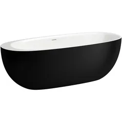 LAUFEN ILBAGNOALESSI Badewanne, freistehend, Mineralgusswerkstoff, 1850x800x440mm, H2209720650001, Farbe: schwarz außen, weiß innen