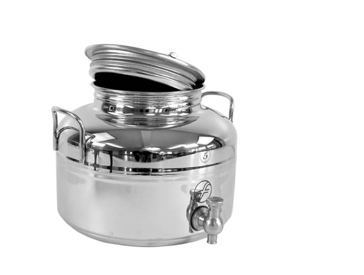 Fischer Kellereitechnik Edelstahl-Kanne: Transport-Kanne für flüssige Lebensmittel - Getränkefass aus Edelstahl - lebensmittelecht (5 Liter)