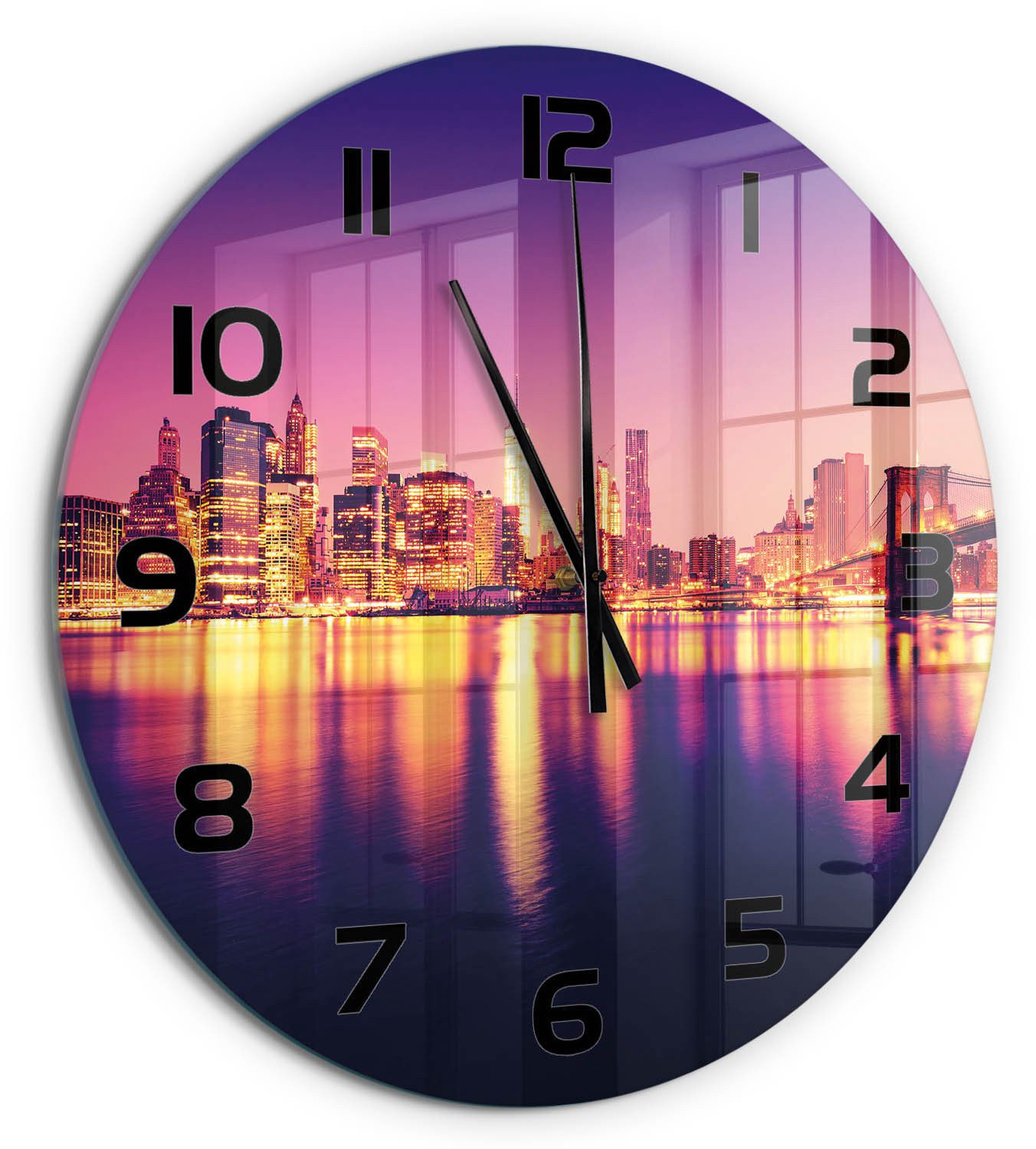 Tulup Wandklok Manhattan New York - Paars - Diameter: 60 cm