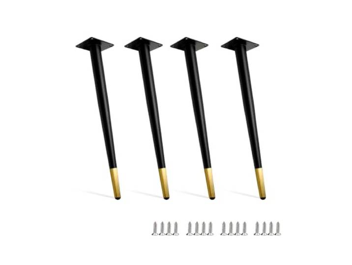 Verstellbare Tischbeine aus Metall 4 Stück Ersatz für Schreibtisch Stuhl Sofa Schrank Kommode Bett Anrichte 65 cm Möbel verbesserte Stabilität und Stil höhenverstellbar robuste(Black/Gold,65cm)