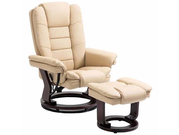 Fauteuil relaxation siège pivotant 360° synthétique pu beige