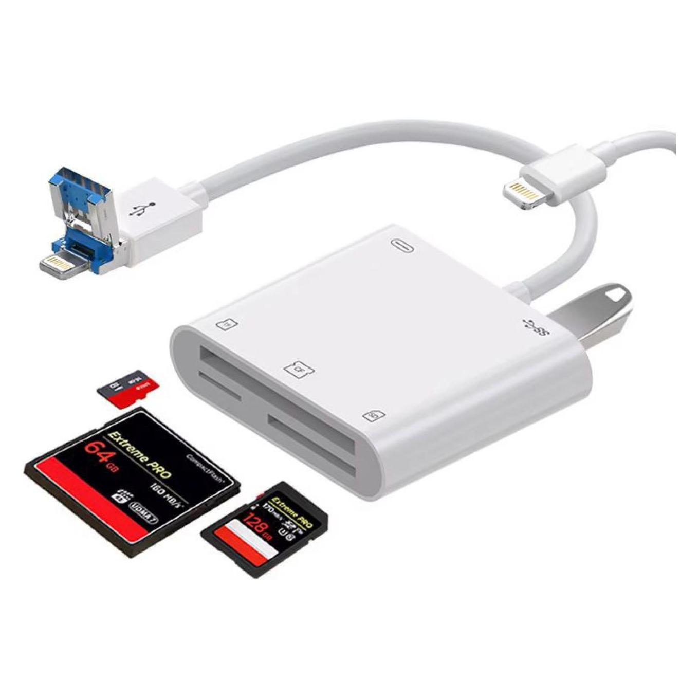 PowerGuard DualHeadConnect USB-A/Lightning USB Photo SD Card CF Camera Cardreader (USB-A) (00034951)