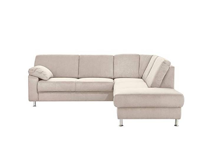 Cavadore Ecksofa Belfast mit Ottomane rechts / Polsterecke mit Federkern / 243 x 88 x 218 / Mikrofaser Hellbeige