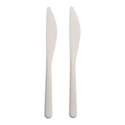 Papstar Mehrweg Messer Polypropylen weiß 18,5 cm, bis 100 °C, spülmaschinenfest bis 65 °C, 125x nutzbar, 50er Pack
