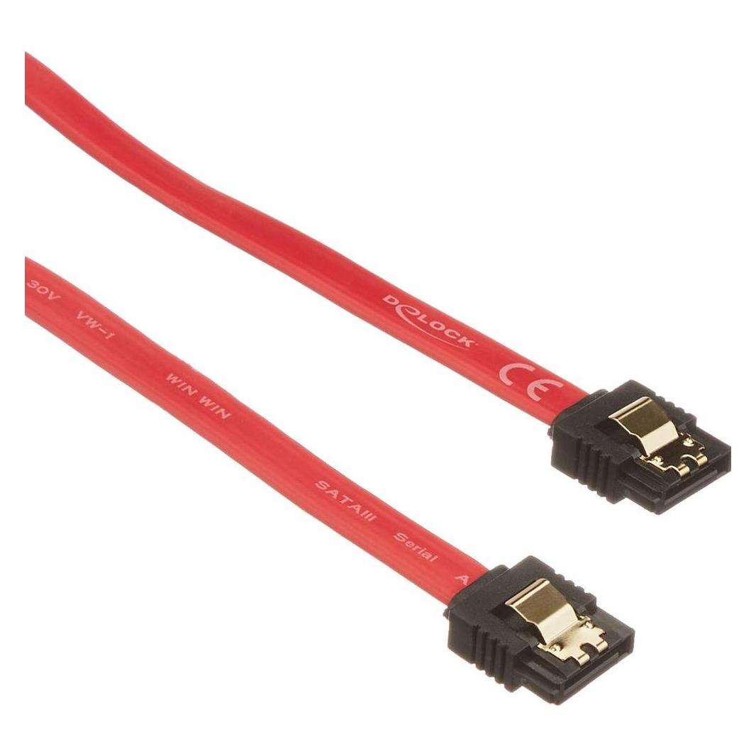 Delock SATA-3 Kabel: 50cm,Metall Clip, rot (50 cm, SATA) (82677)