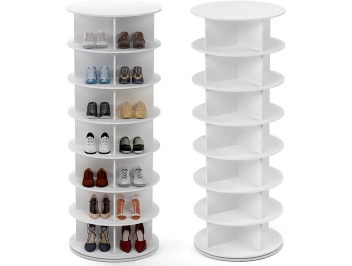 YSFMODE-Armoire À Chaussures Rotative À 360 Degrés Carrousel Rond Sac À Main Vertical Organisation De L'Armoire À Chaussures(Blanc