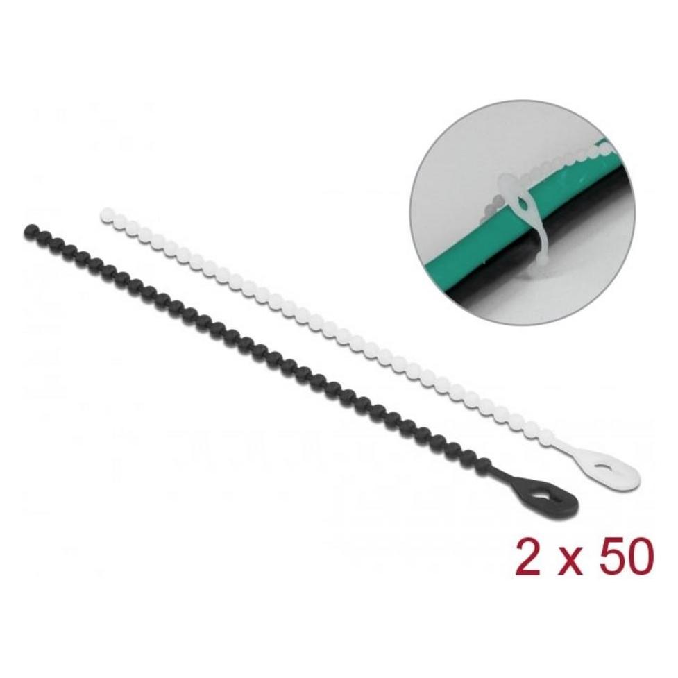 Delock Blitzbinder wiederverwendbar L 120 x B 3,6 mm 100 Stück (Knotenband, 120 mm, 100 Stk.) (19506)