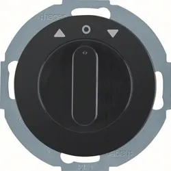 Hager WLE7261BG Jalousie-Drehschalter 2p, Zentralstück, Drehknopf, R.Classic, schwarz glänzend