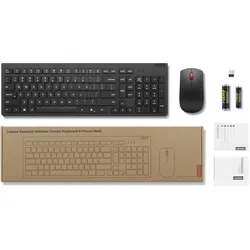 Lenovo KB MICE BO Eos3 2.4G KM BLK US EU AI (US, Kabellos), Tastatur, Schwarz