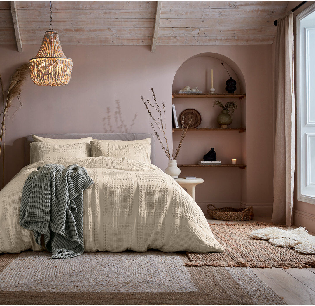 Abigail Ahern x Murmur Maeve Cotton No Pattern Duvet Cover Set Beige Double Duvet Cover + 2 Pillowcases