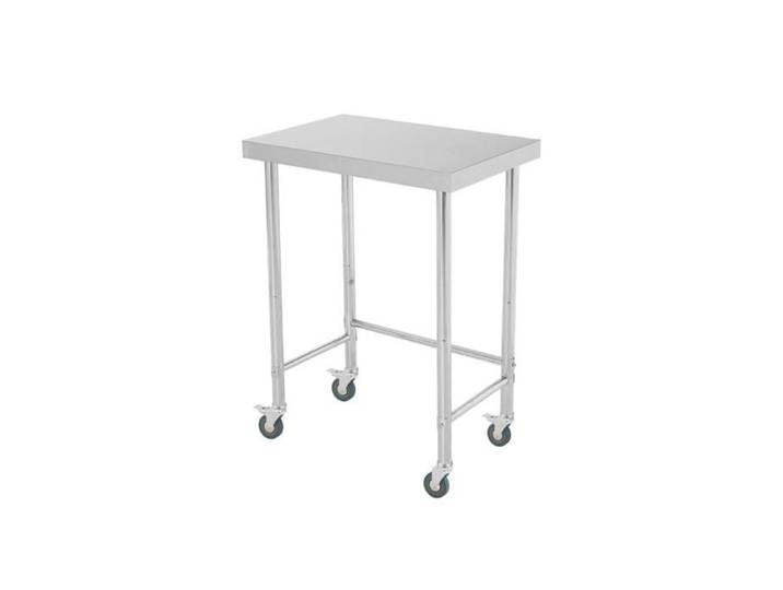 Table préparation inox 18x28x35in roulettes NSF base ouverte restaurant maison hôtel