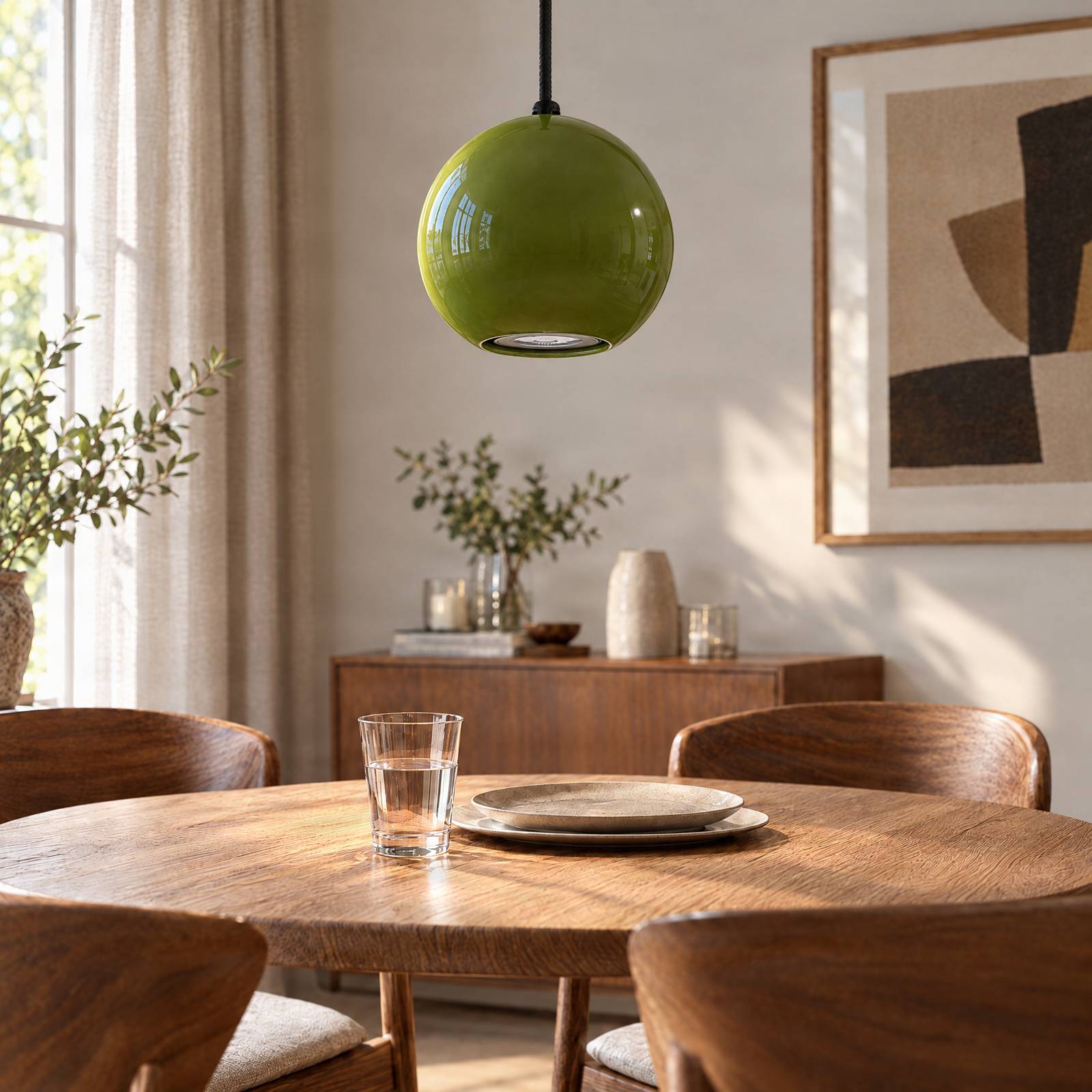 Hängelampe Ceramic Ball SIGMA, grün, für Wohn- / Esszimmer, Keramik, Pendelleuchte