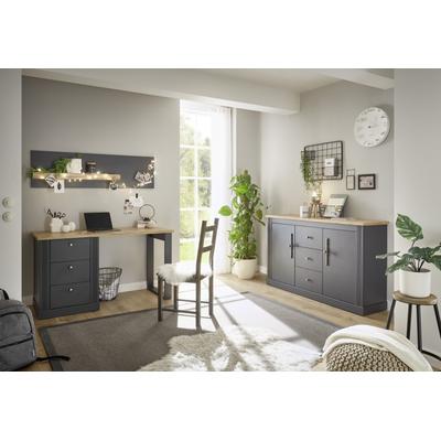 Büromöbel-Set OTTO HOME "Westminster", grau (grau dunkel), B:284cm H:170cm T:60cm, Holzwerkstoff, Metall, Arbeitsmöbel-Sets, Büromöbel-Set, im romantischen Landhausstil, exclusiv by Otto