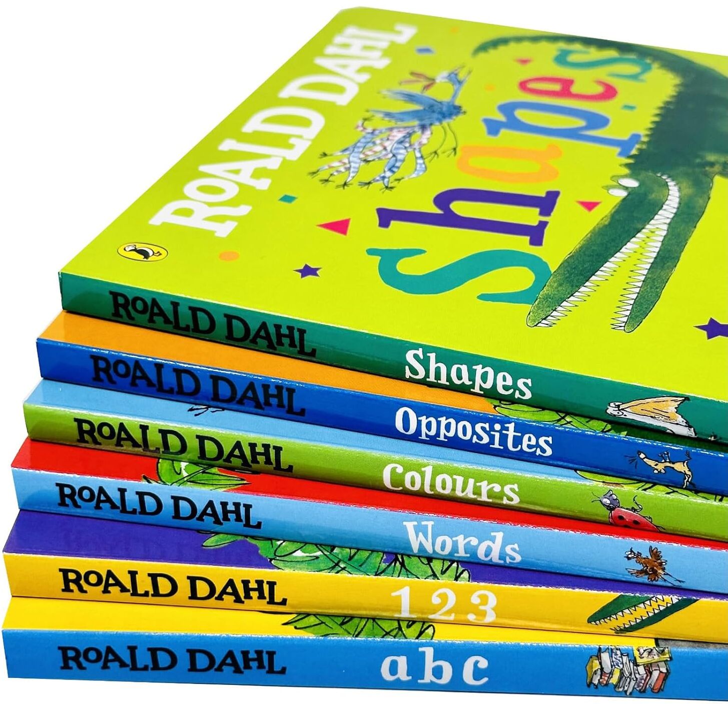 Puffin Roald Dahl Early Learning 6 Book Board Book Set (Shapes, Colours, Words, Opposites, ABC & 123) by Roald Dahl - Ages 0-5 - Board Book