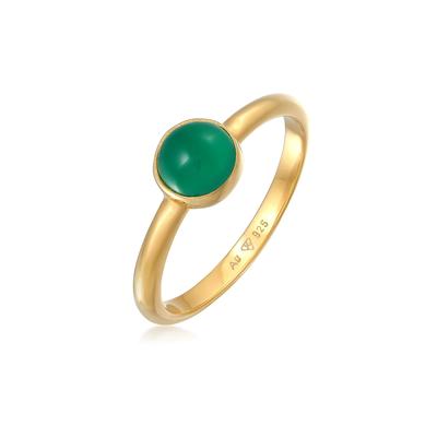 Silberring ELLI PREMIUM "Ring Achat Edelstein Solitär 925 Silber" Gr. 58, gold, Fingerringe, Damen, 58, Silber 925 (Sterlingsilber), Silberring