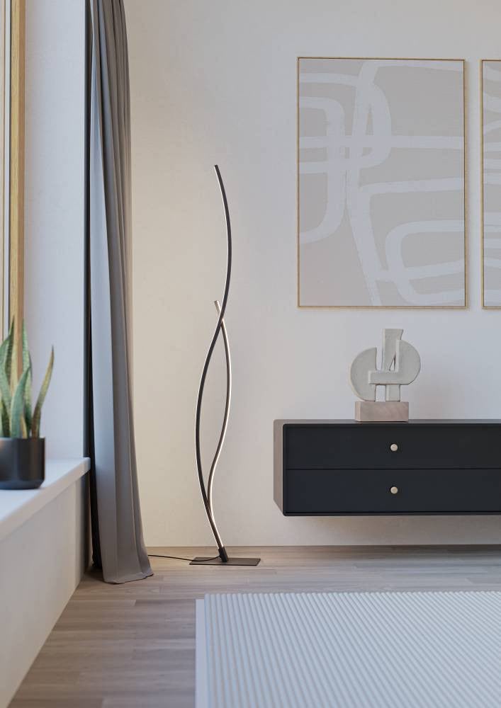 Eglo Grisolia LED Vloerlamp Zwart Wit Hoogte: 129 cm