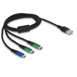 DeLOCK USB Ladekabel 3 in 1 Typ-A zu Micro USB / 2 x USB Type-C 1 m