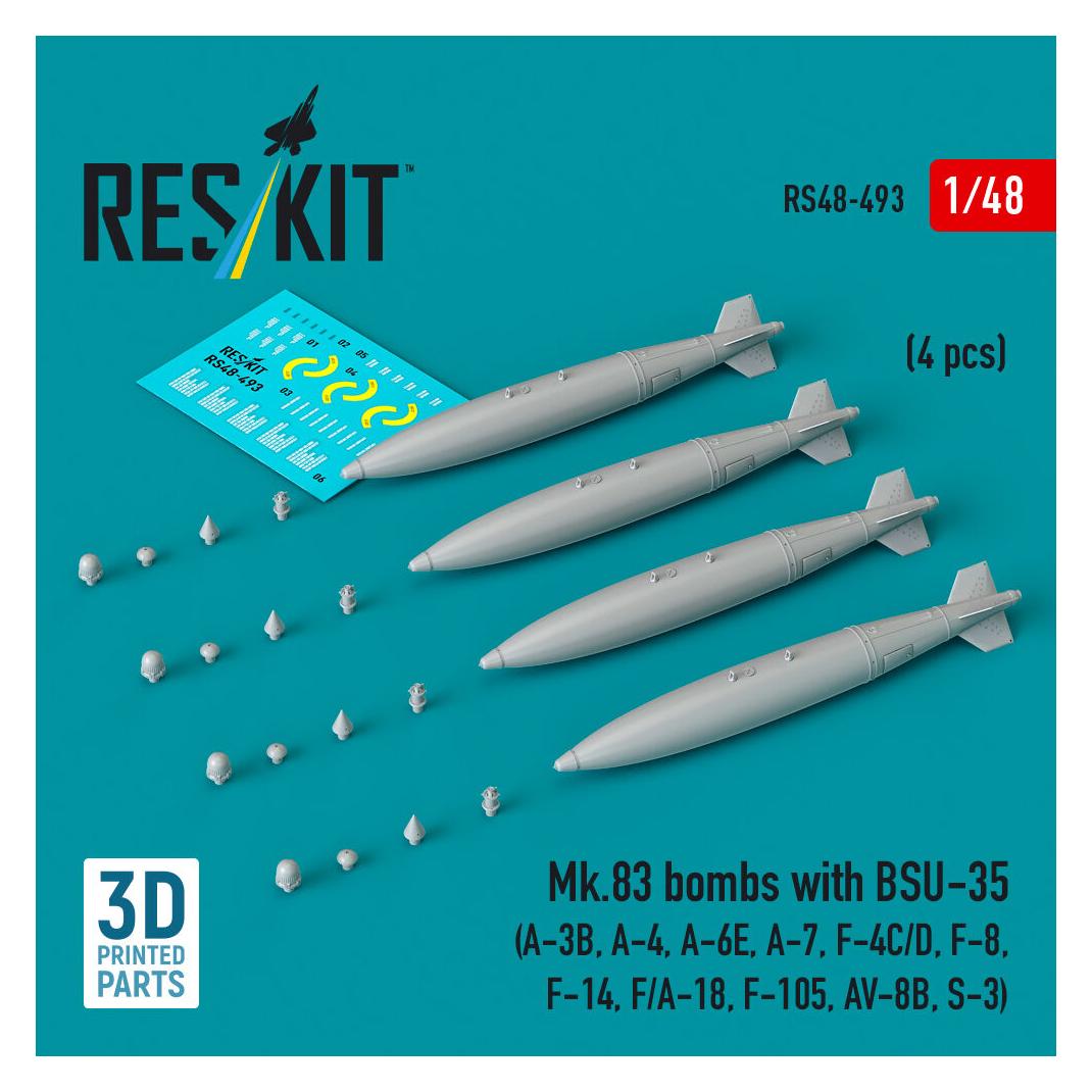 ResKit Mk.83 bombs with BSU-35 (4 pcs) (A-3B, A-4, A-6E, A-7, F-4C/D, F-8, F-14, F/A-18, F-105, AV-8B, S-3) (RS48-0493)