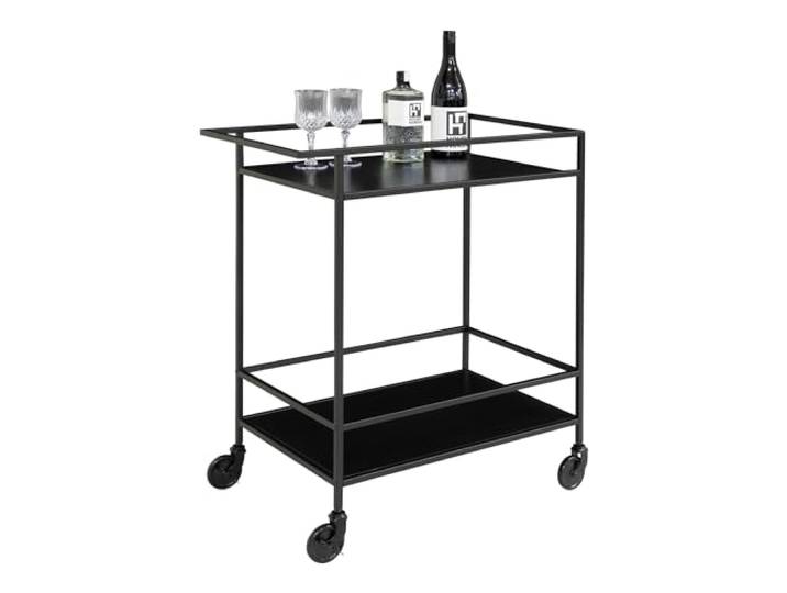 möbelando Servierwagen >Vita< in Schwarz, Melamin - 40x79x68cm (BxHxT)