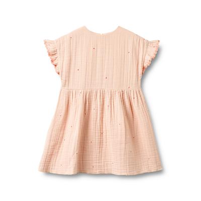 A-Linien-Kleid WHEAT "WHEAT Dress Lace Thit", Mädchen, Gr. 140, Normalgrößen, powder hearts, 100% Baumwolle, unifarben, normal, Rundhals, Kleider