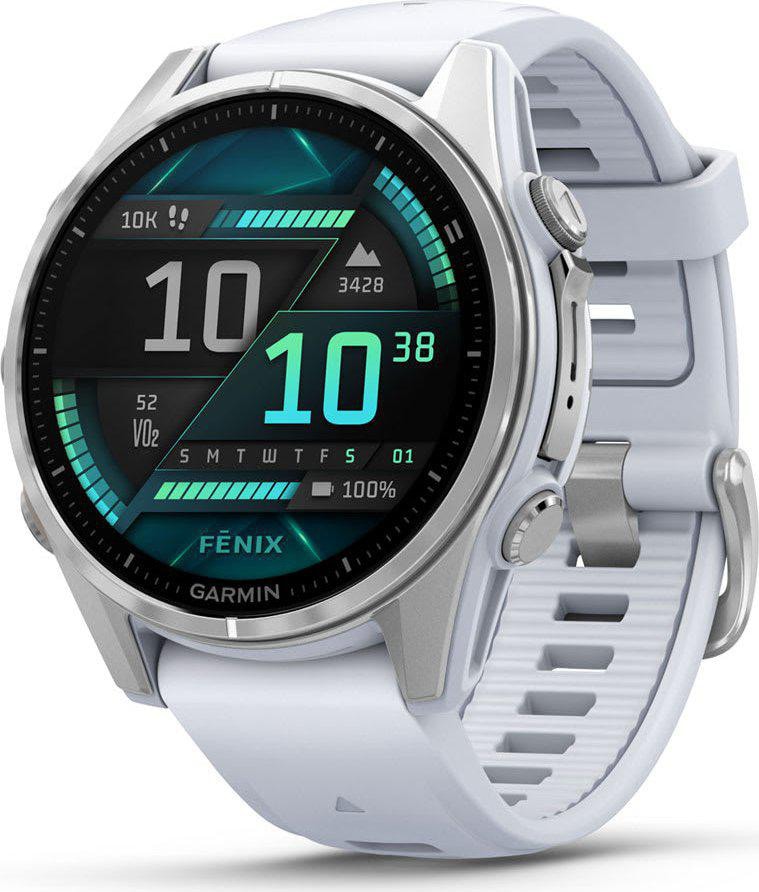 Garmin Fenix 8 - 43 mm AMOLED Steinweiss/Silber