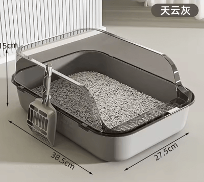 Inspire Picks Fresh Guard Semi Covered Cat Litter Box Anti Tracking Pet Toilet With Scoop & Odor Control gray 01