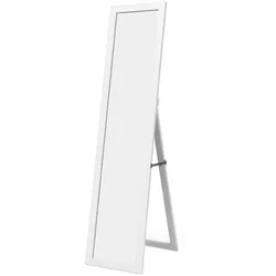COSTWAY 2-in-1 Ganzkörperspiegel, Standspiegel und Wandspiegel mit Holzrahmen, Schminkspiegel
