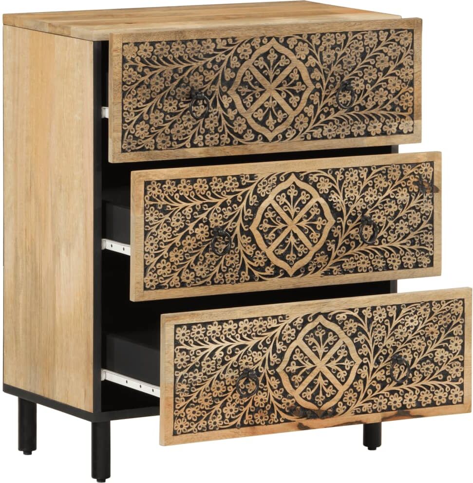 vidaXL Armario auxiliar madera maciza de mango 60x33x75 cm Marrón