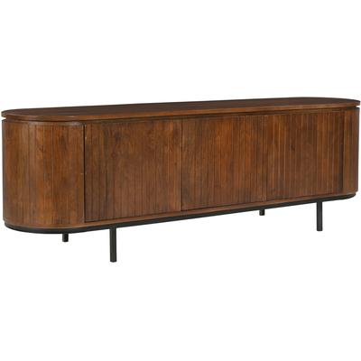 Lowboard SIT "Liverpool aus massivem Mangoholz mit Lamellenfront & 2 Fächern", beige (natur, schwarz), B:170cm H:56cm T:43cm, Massivholz, Metall, Sideboards, Lowboard, Abgerundete Ecken & zarte Lamellenfront aus massivem Mangoholz